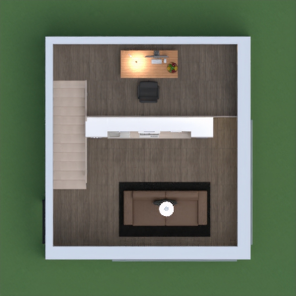 This is a little studio with a small and cute kitchen, a office up stairs, a armchair, a floor lamp, a tiny coffee table with roses on it, and a couch with a comfy black pillow, and a big fancy light fixture. I hope you enjoy it! Please vote me if you like it! Please no pasted comments! Enjoy!