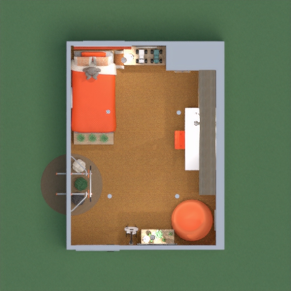Hi, here is my light boy's room with bright orange accents. I hope you like it.