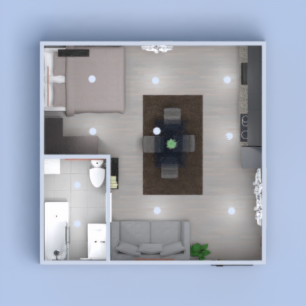 Well my project is a modern apartment it has 1 bathroom it has a kitchen section and a bedroom section.