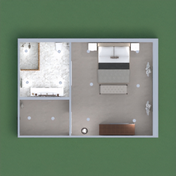 Este proyecto simula una habitación completa y moderna con baño, además de una pequeña entrada.