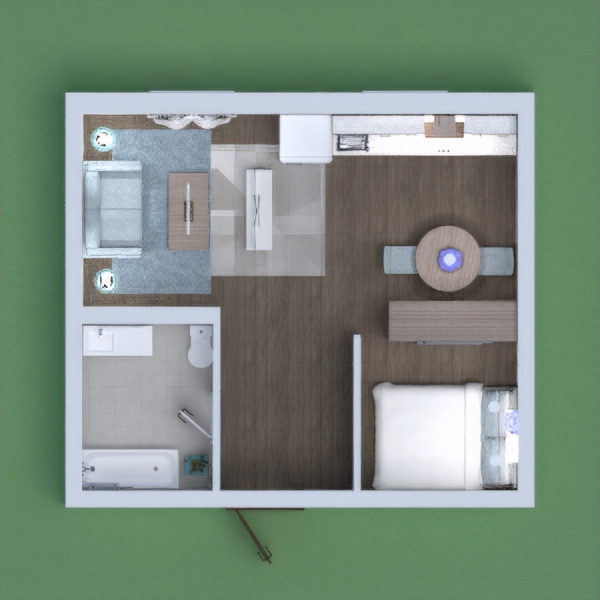A modern apartment with a theme of white and teal. Pls vote for me and if you do i will vote for you. :b